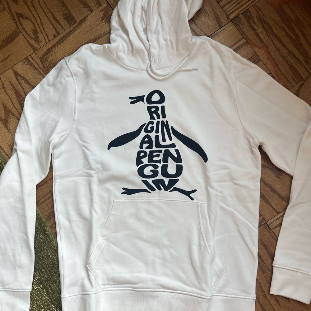 Original Penguin White Hoodie with Black Graphic